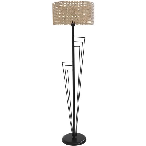 Kelebek Siyah Lambader Silindir Rattan Abajurlu Black Floor Lamp slika 1