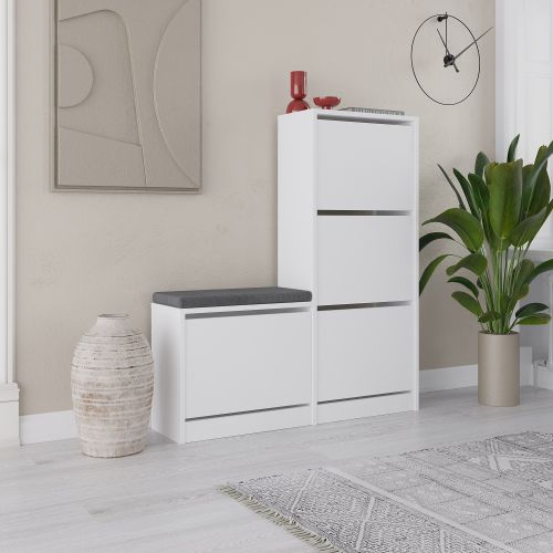 Dude - White White Shoe Cabinet slika 1