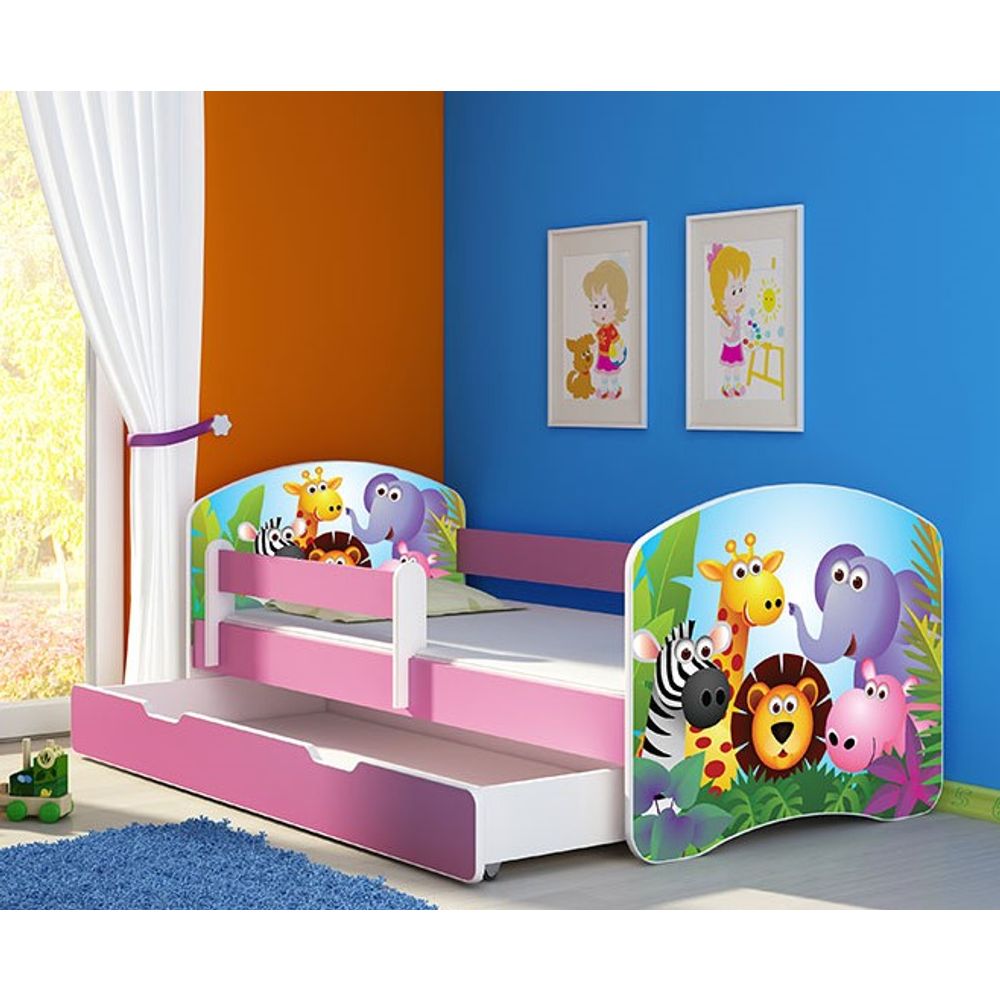 ACMA Dječiji krevet Acma II sa ladicom Pink - 180x80cm - Dezen 01 slika 1