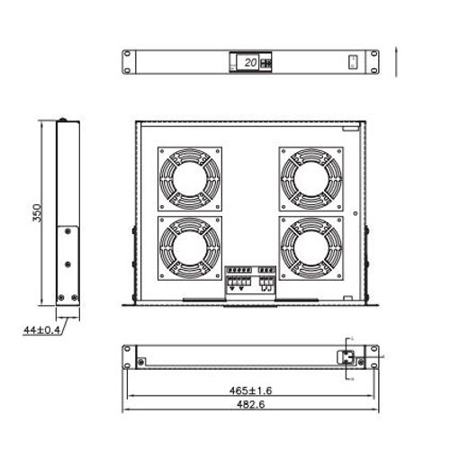 Logilink ventilator panel sa 4 ventilatora i termostatom, 1U, 465 x 350, crni slika 8