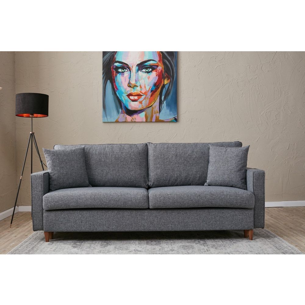 Eva - Siva Troosjedna Sofa na Razvlačenje slika 1