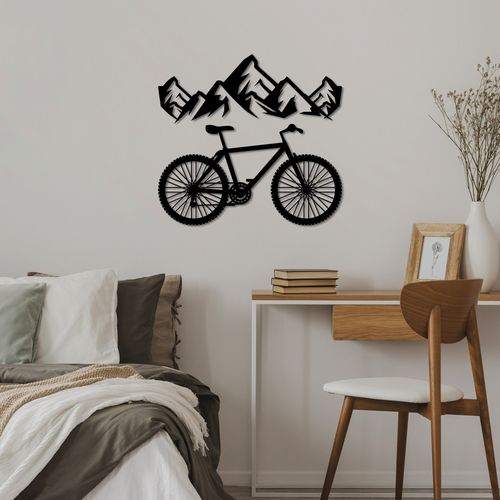 Wallity Metalna zidna dekoracija, Mountain And Bicycle - L slika 1