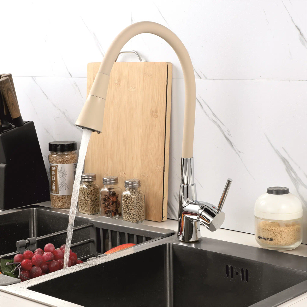 Inter Ceramic slavina za sudoper havana + set za ugradnju zinc/mesing kromirana/bež slika 2