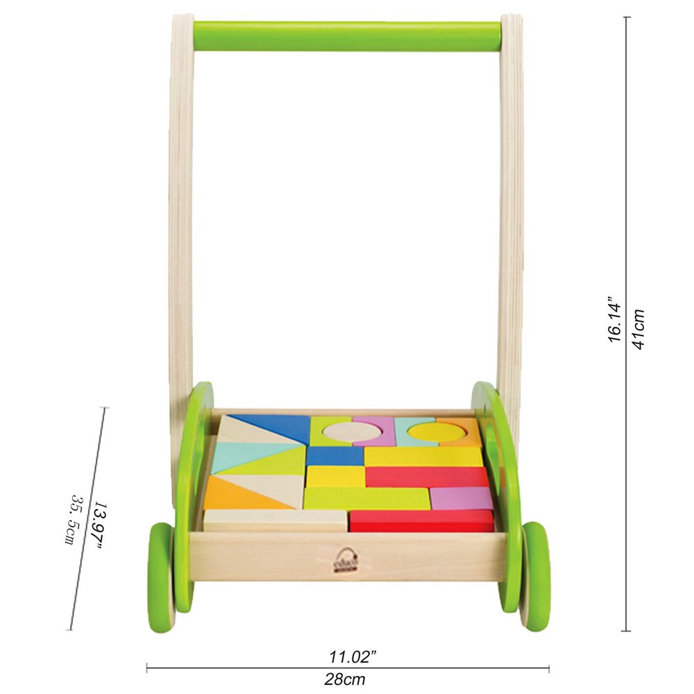 Hape Drvena guralica sa kockama Block And Roll E0371B  slika 5