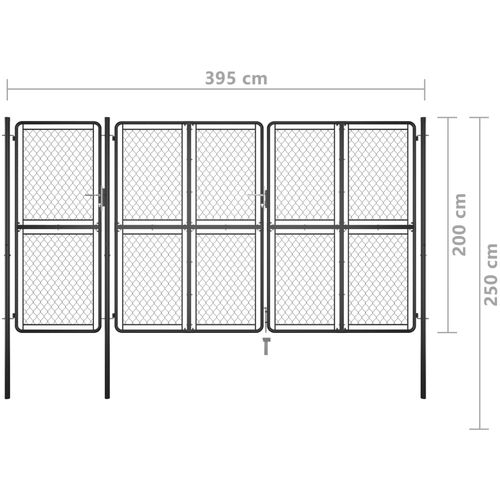 Vrtna vrata čelična 200 x 395 cm antracit slika 8