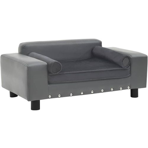 Sofa za pse siva 81 x 43 x 31 cm od pliša i umjetne kože slika 49