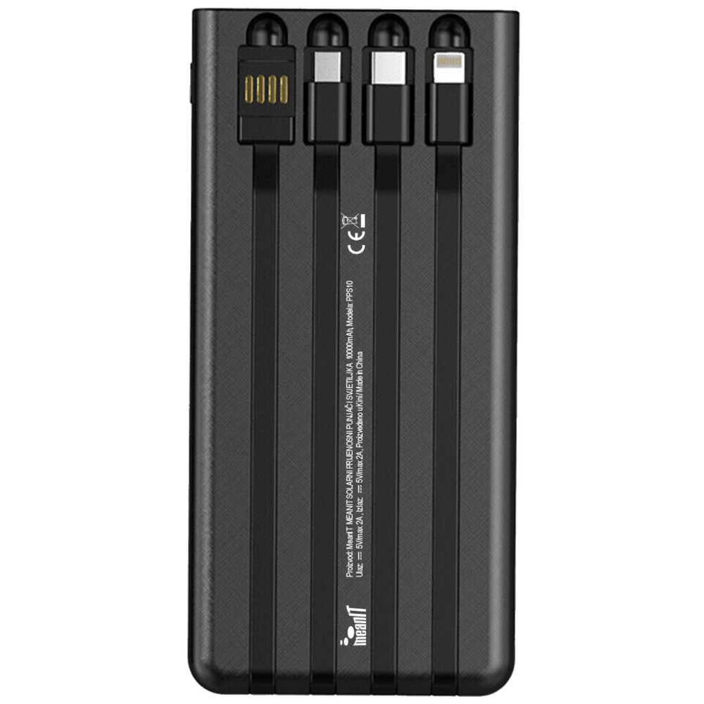 MeanIT Punjač prijenosni za mobitele + svjetiljka,solarni, 10000mAh - P1 slika 2