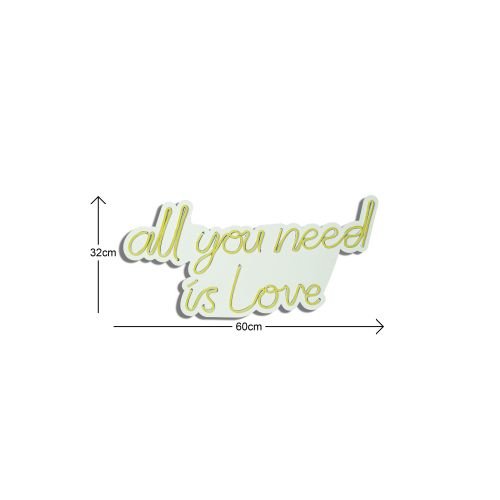 Wallity Ukrasna plastična LED rasvjeta, All You Need is Love - Yellow slika 5