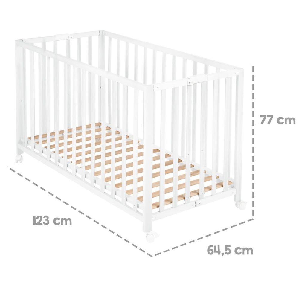 Roba Kids Drveni sklopivi krevetac 60x120 cm, Bijeli slika 8
