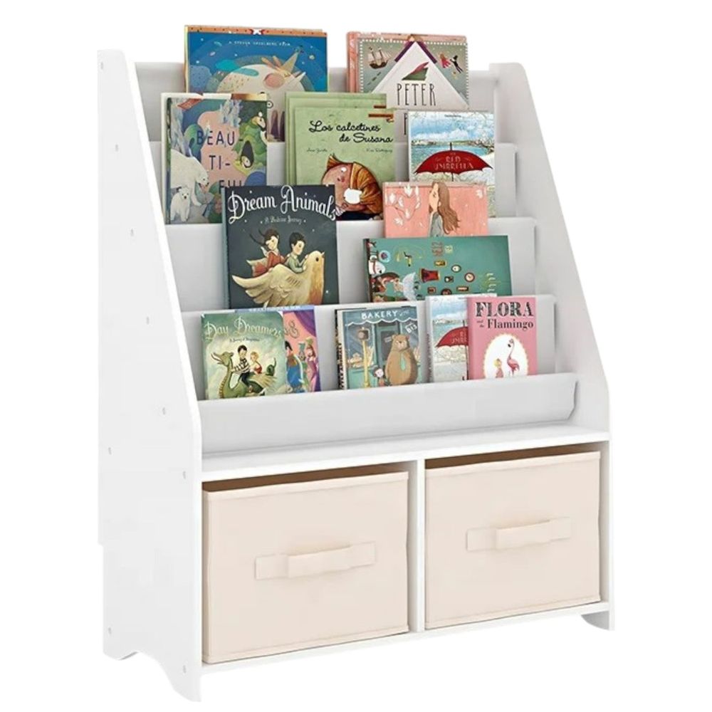 Kinder Home Dječiji organizator za knjige i igračke, Bijeli/Sivi slika 2