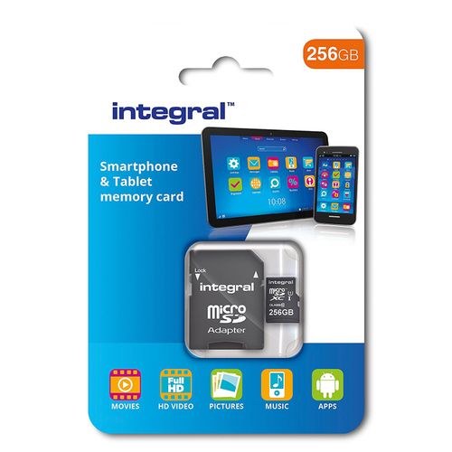 Integralna memorijska kartica od 256GB za pametne telefone i tablete, Micro SDXC Class10 UHS-I U1, brzina čitanja 90MB/s + SD adapter slika 2