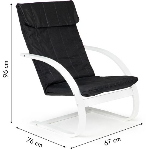 Fotelja za ljuljanje crna s bijelim naslonom za ruke slika 5