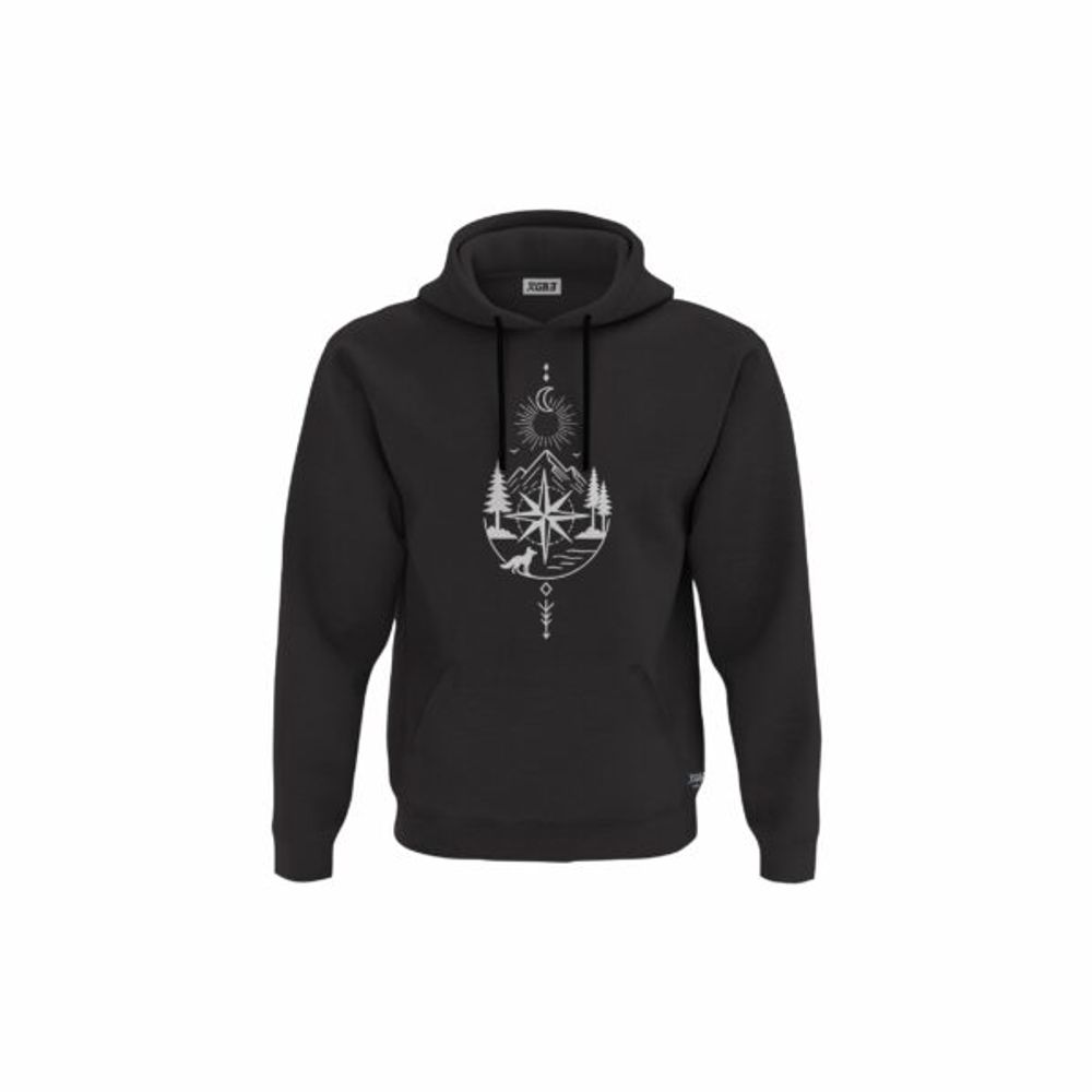 XGB3 Duks sa kapuljačom i džepom Mystical Mountain & Sun Tee Black slika 1