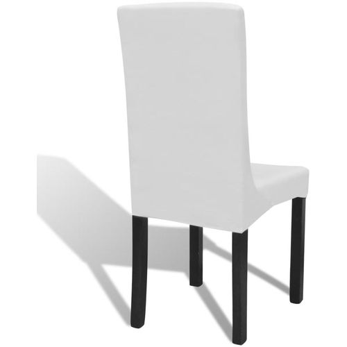 Ravne rastezljive navlake za stolice 6 kom bijele slika 8