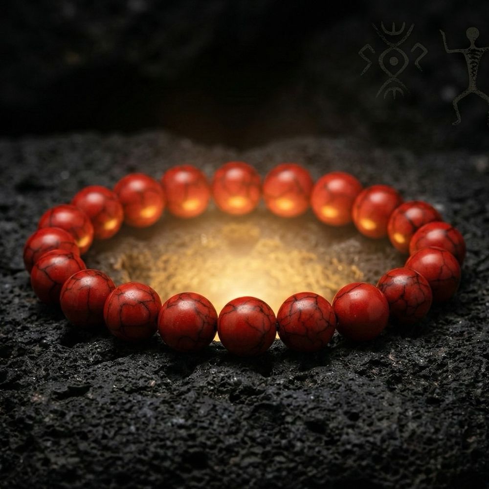 Poludrago kamenje Narukvica - Red Coral Power slika 1