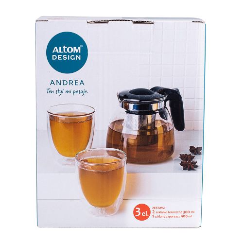 Altom Design Andrea Termo Staklene Šalice i Vrč za Kavu i Čaj - Set od 2 Šalice 300 ml + Vrč 900 ml slika 12