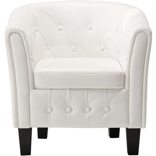 Fotelja od umjetne kože bijela slika 4