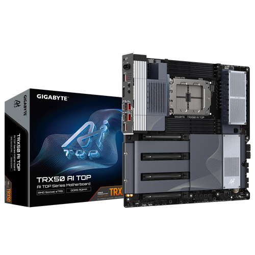 Gigabyte TRX50 AI TOP AMD Socket sTR5, support for: Threadripper PRO 7000, Threadripper 7000 Series, 8x DDR5 DIMM, 2x Marvell AQtion AQC113C 10GbE LAN chip slika 1