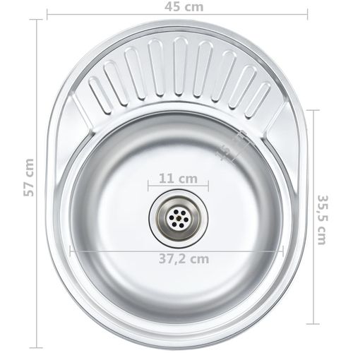 Kuhinjski sudoper s cjedilom i sifonom ovalni nehrđajući čelik slika 8