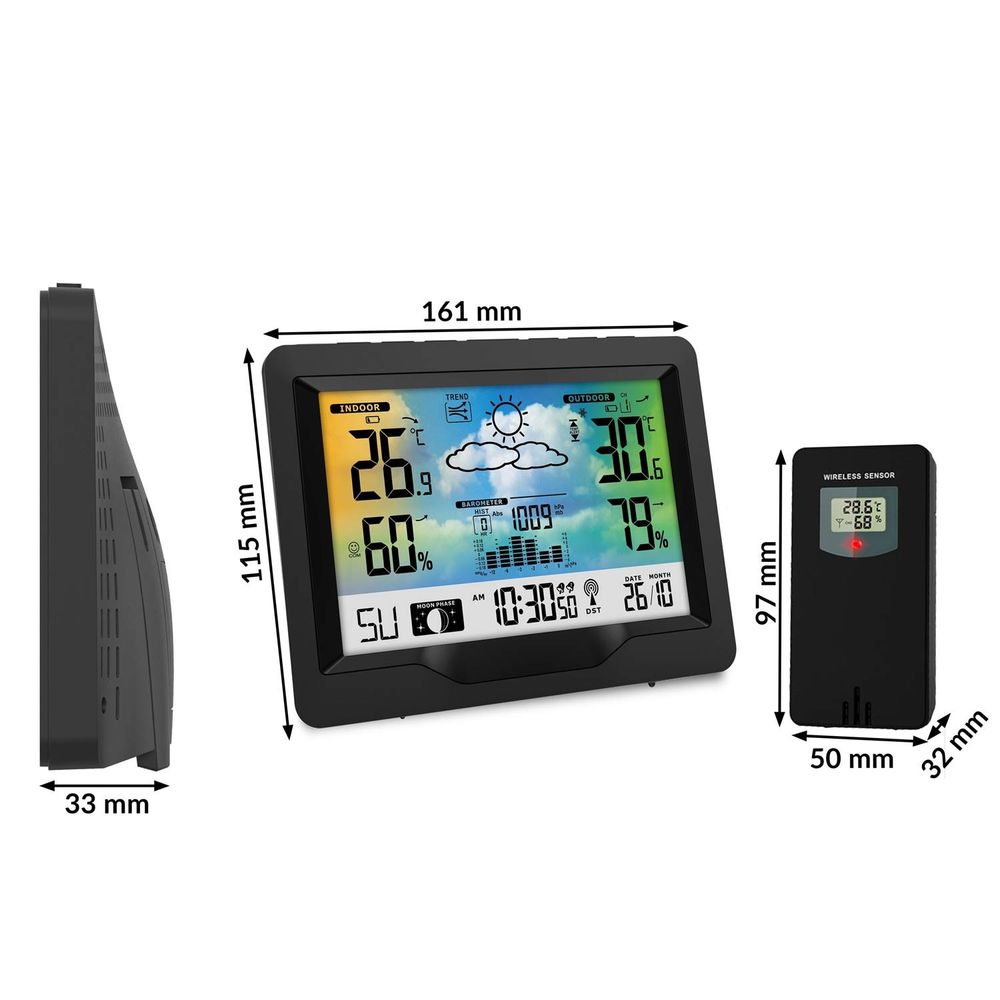 Meteorološka stanica s zaslonom BD-901 crna slika 6
