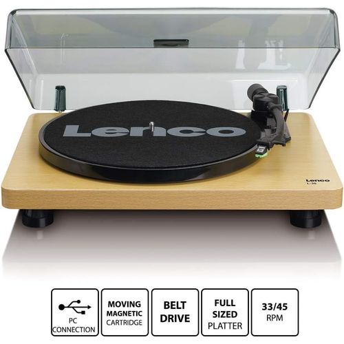 Gramofon LENCO L-30WD, RCA izlaz, USB-B PC kodiranje, 33 i 45 RPM, Audio-Technica AT3600 cartridge, wood slika 1