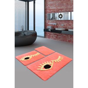 Big Eyes - Vermilion Multicolor Acrylic Bathmat Set (3 Pieces)