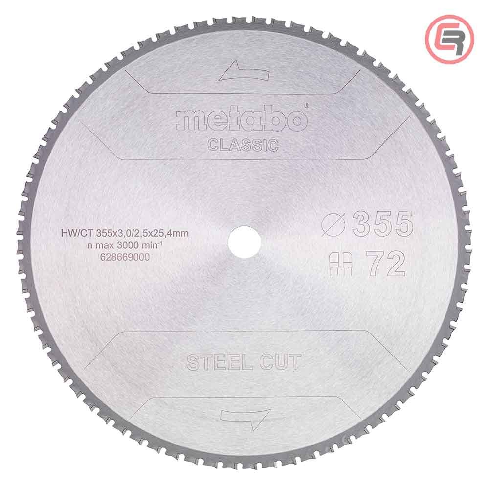 Metabo List Kružne Pile Za Metal 355 x 3,0 / 2,5 x 25,4 / Z = 72 Steel Cut Classic – 628669000 slika 1