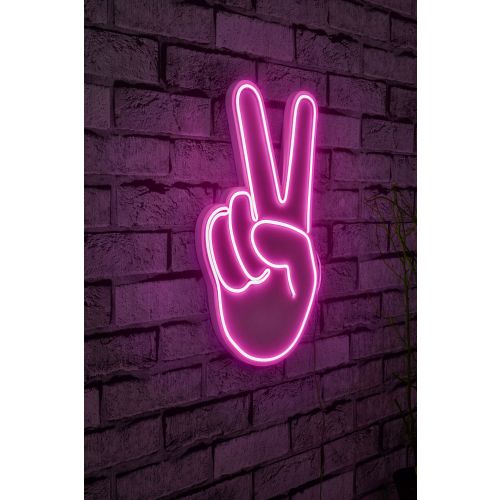 Wallity Ukrasna plastična LED rasvjeta, Victory Sign - Pink slika 1