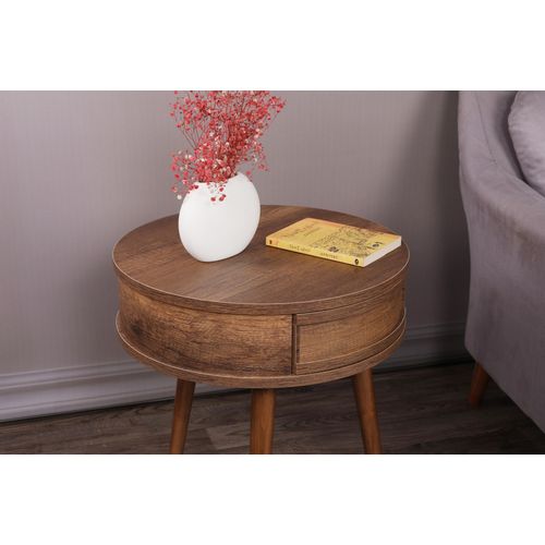 Yuvarlak - Walnut Walnut Side Table slika 4