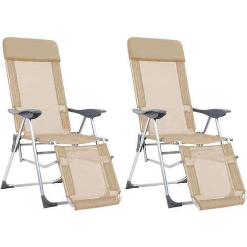 Sklopive stolice za kampiranje 2 kom krem aluminijske slika 25