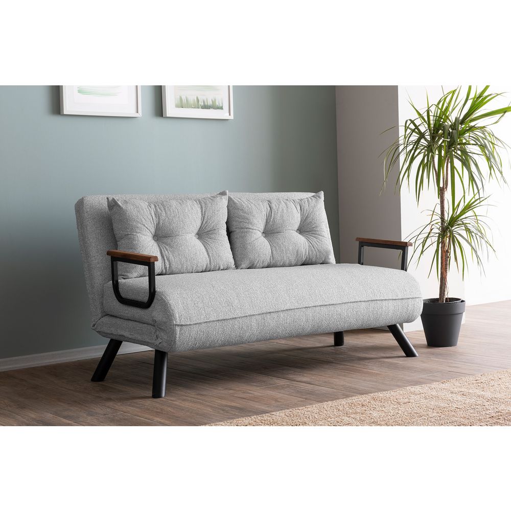 Sando 2-Sjedišni Sofa-Krevet - Teddy Tkanina - Siva slika 1