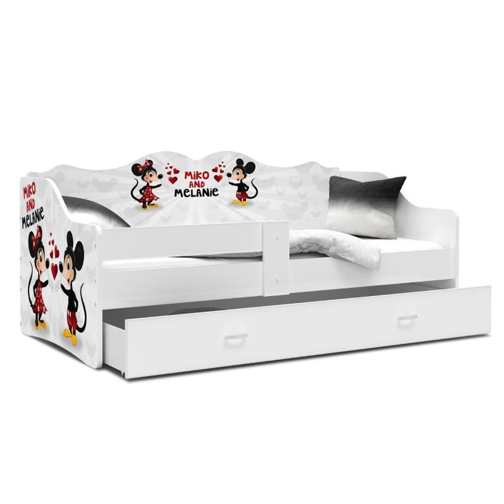 Drveni dječji krevet Neli as ladicom - 180x80cm - MIKI i MINNIE slika 2
