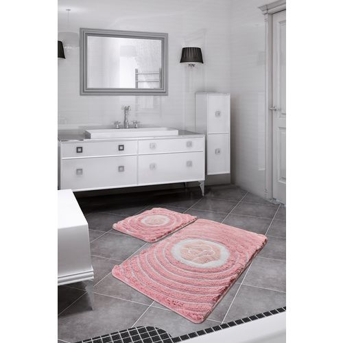 Floria - Pink Multicolor Acrylic Bathmat Set (2 Pieces) slika 1