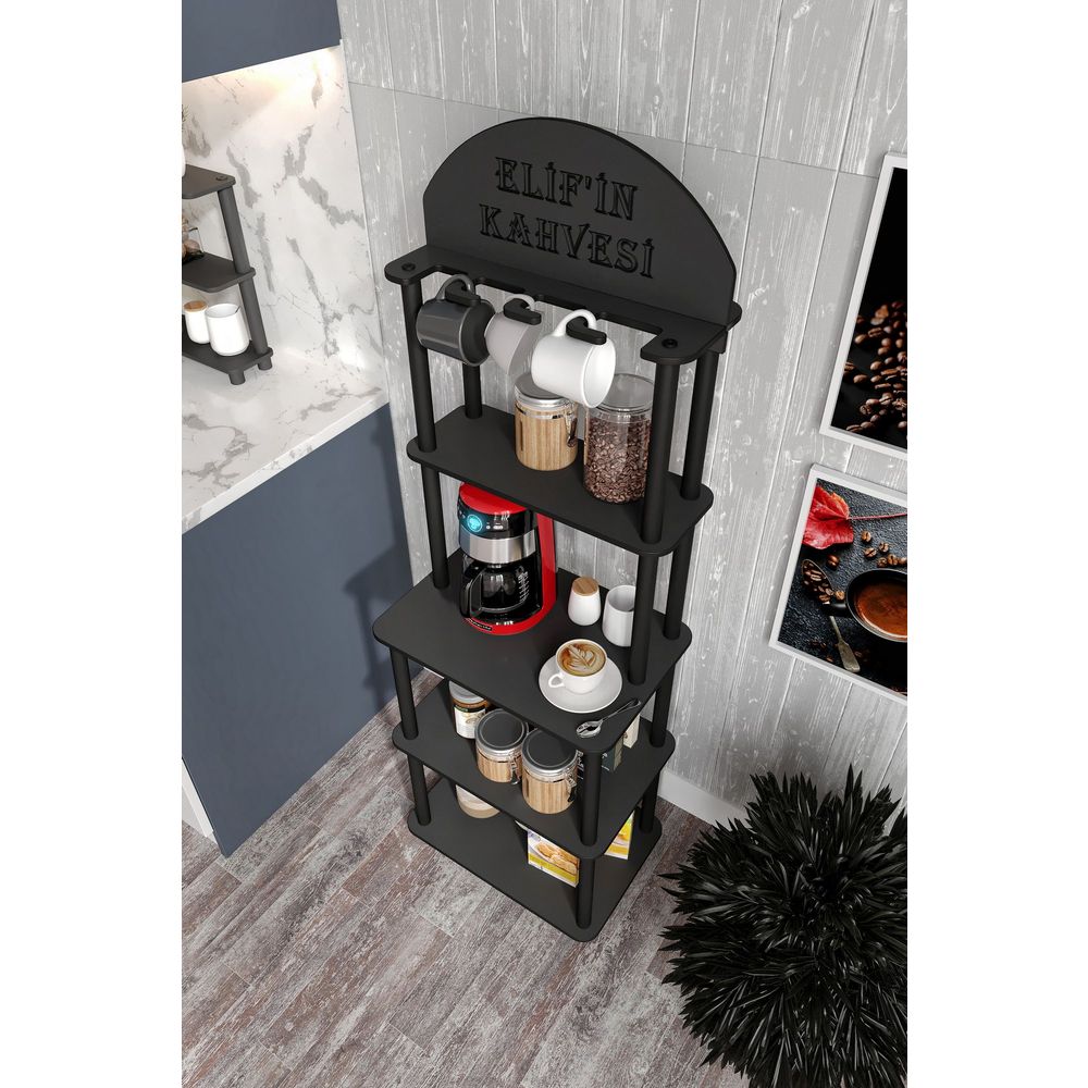 Kafe polica "Lungo", crna boja slika 8