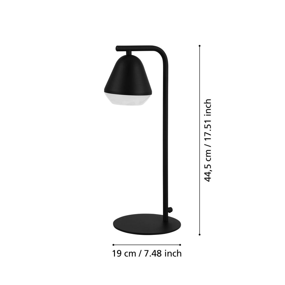 Eglo stolna lampa palbieta gu10 1x2,8w crno/saten prozirno š:170mm v:445mm slika 3