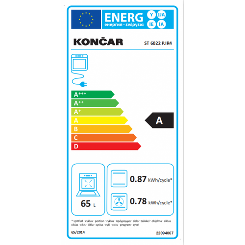 Končar ST 6022 P.IR4 Kombinovani šporet ringla-plin, Ventilatorska rerna, širina 60 cm, Inox slika 2