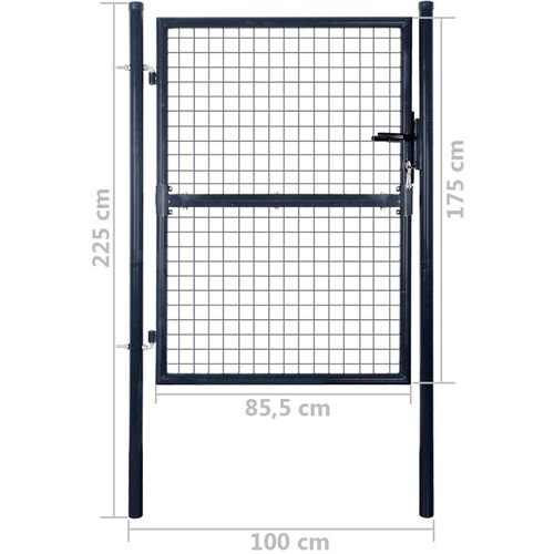 Mrežasta vrtna vrata od pocinčanog čelika 85,5 x 175 cm siva slika 12