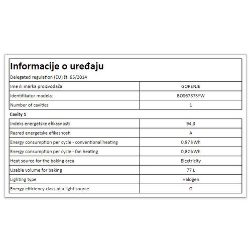 Gorenje BO6737SYW Ugradna multifunkcionalna rerna, Simplicity kolekcija, Bela boja slika 9