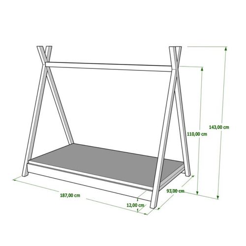 Drveni dječji krevet Tipi - bijeli - 180*80 cm slika 2