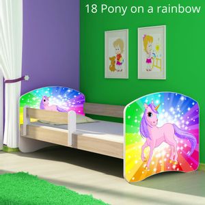 Dječji krevet ACMA s motivom, bočna sonoma 140x70 cm - 18 Pony on a rainbow
