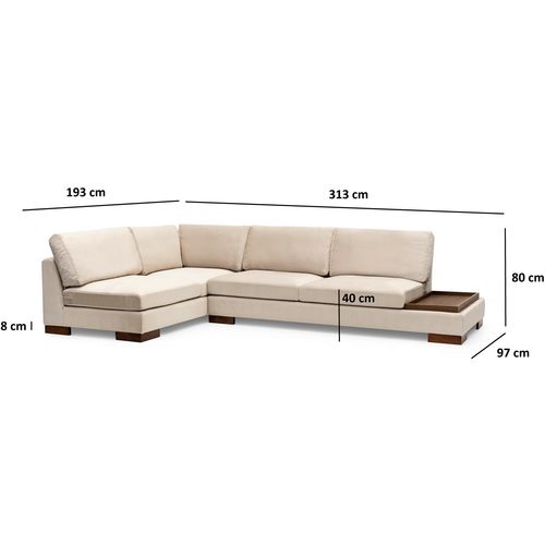 Ugaona Sofa 'Tulip Corner Left' s Pufnom - Bež Boja slika 11