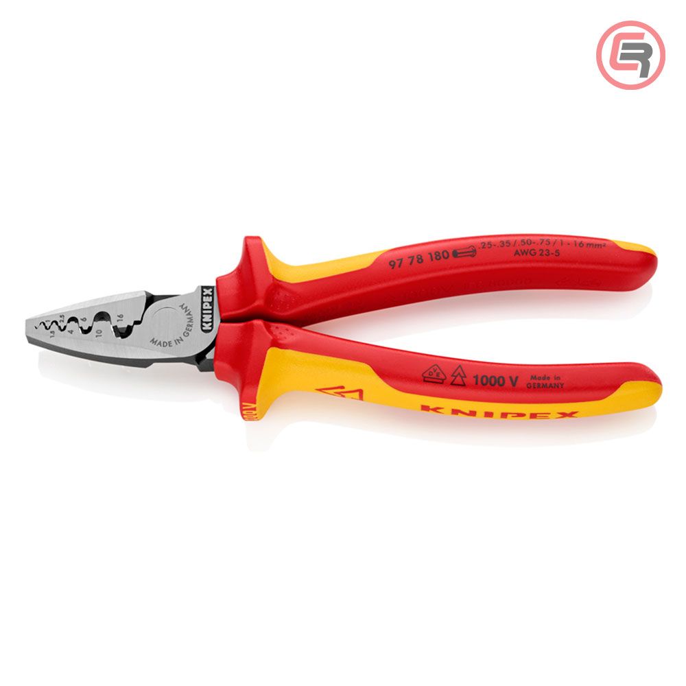 Knipex Kliješta Za Krimpanje - Stiskanje Završnih Čahura 0,25-16mm2 1000V - 97 78 180 slika 1