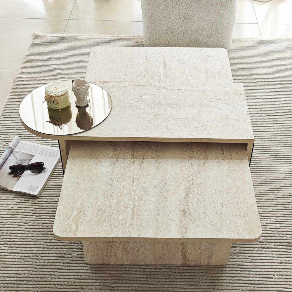 Nesting stol Luna, boje: Travertin, Bronze (2 komada) slika 6