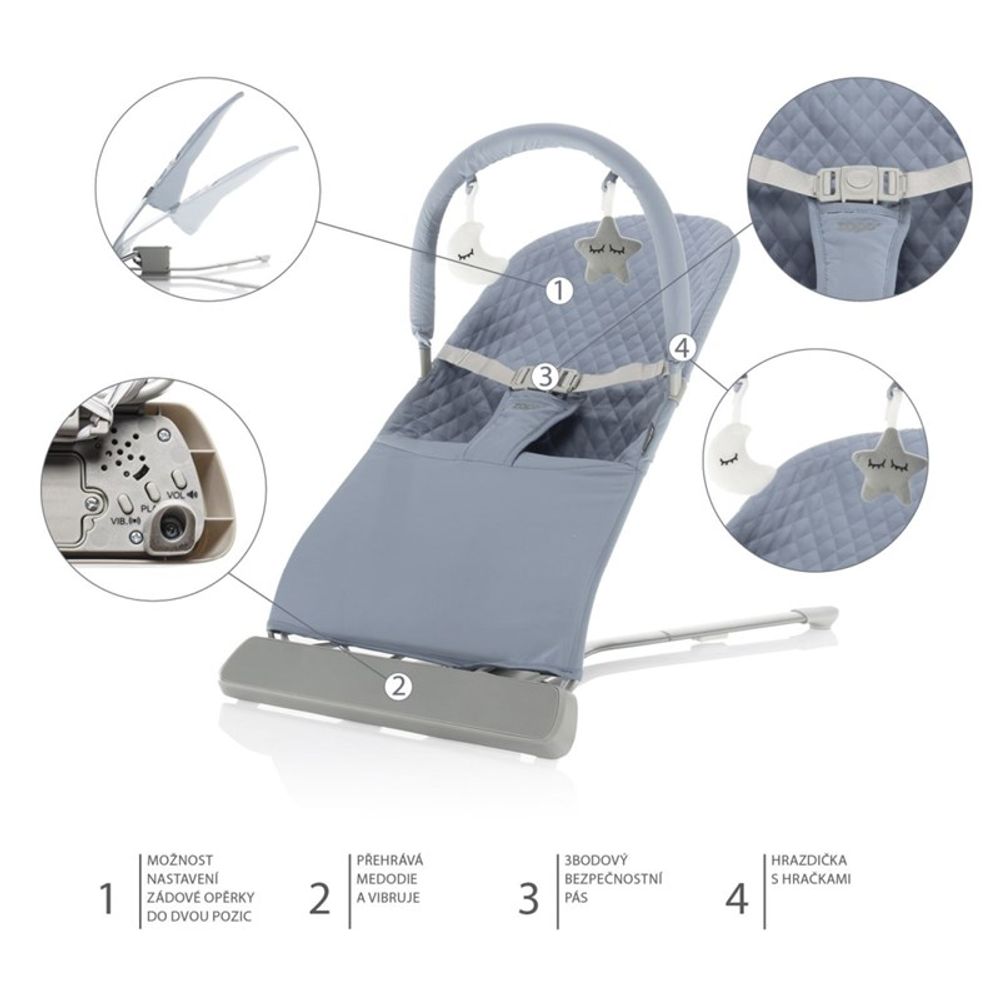 Zopa Muzička ljuljačka za bebe Roker Siesta, Diamond Grey slika 6