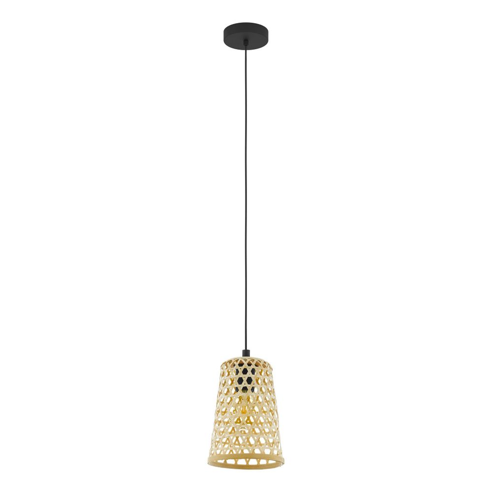Eglo visilica 'Claverdon' - crna drvena lampa sa E27 utičnicom, promjer 180 mm slika 1