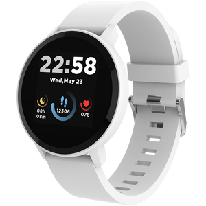 CANYON Lollypop SW-63, Smart watch, 1.3inches IPS full touch screen, Round watch, IP68 waterproof, multi-sport mode, BT5.0, compatibility with iOS and android, Silver white, Host: 25.2*42.5*10.7mm, Strap: 20*250mm, 45g