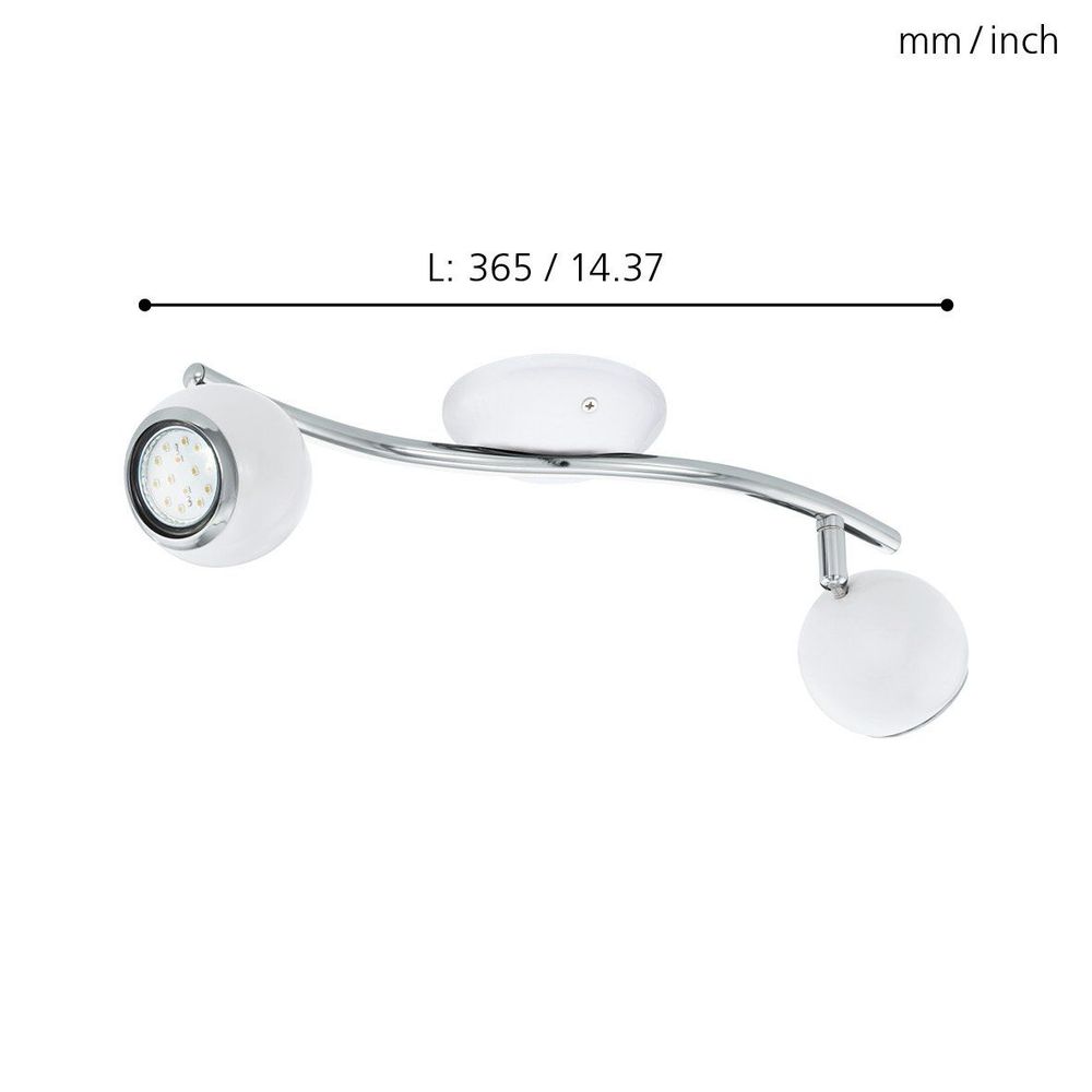 Eglo Bimeda reflektor/2, led, gu10, 2x3w, 2x240lm, bijela/krom  slika 3
