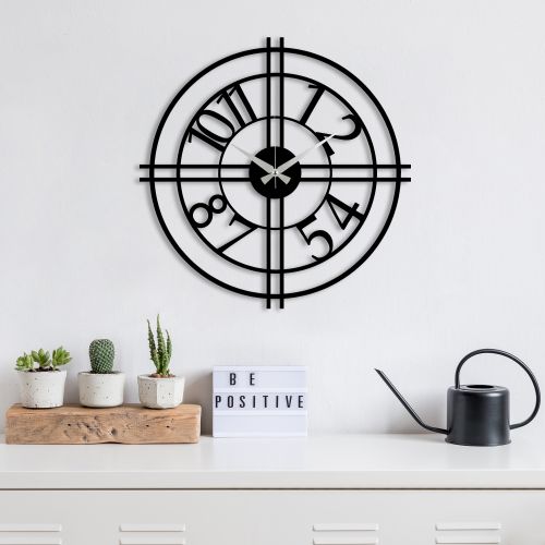 Wallity Ukrasni metalni zidni sat, Metal Wall Clock 33 - Black slika 2