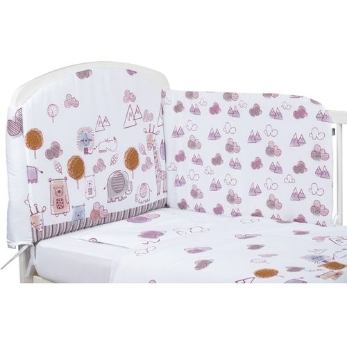 Komplet 3u1: dječji krevetić FreeOn Oslo s madracem i 6-djelnom posteljinom motiv vesele životinje lilac slika 4