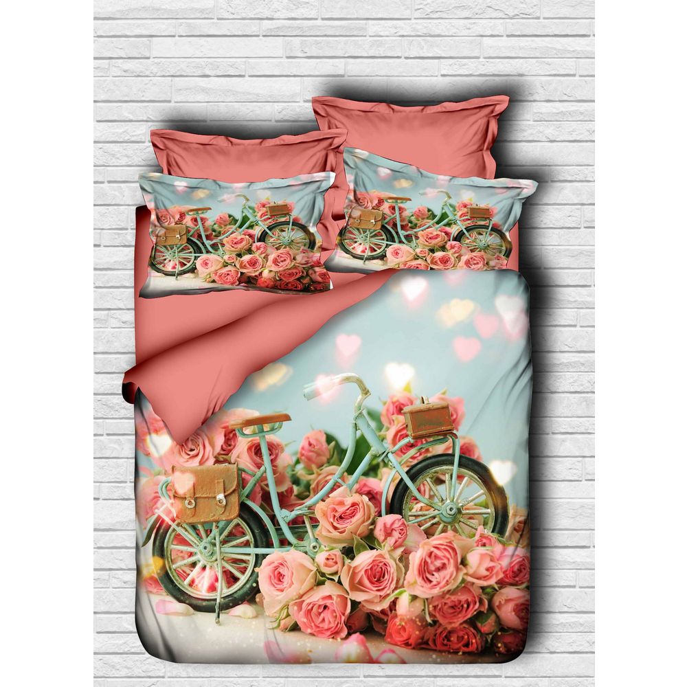 Set posteljine sa duplim prekrivačem 104 Rose Pink Blue slika 1